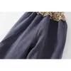 Flickor förtjockade Corduroy Casual Pants Winter Plus Fleece Overaller Jumpsuits för Girls Kids 210515