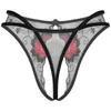 Lace Open Crotch Thong Lingerie Erotic Underwear Women Mesh See-through Thongs Low Waist Crotchless Panties Embroidered G-string W202x