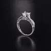 Luxury 925 Sterling Silver 2ct Square Diamond Stone Ring Eternal Engagement Wedding Rings for Women Bride Jewelry Gift Wholesale