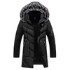 Vinter Mid Length Jacka Parkas Mens Warm Tjockad Coats Koreansk Cotton Slim Hooded Outwear Men Casual Padded Jackets 211129