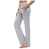 #VO Leggings für Damen, einfarbig, Yogahose, Hose mit Taschen, weites Bein, Kordelzug, lockeres, gerades Lounge-Lauf-Outfit