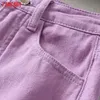 Tangada Women Summer Tassel Purple White Denim Skirts Faldas Mujer Zipper French Style Female Mini Skirt TO3 210609