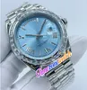 SFF 41mm Data-Data 41mm Asiática 2813 Mens Automático Assista Roma Markers Ice Blue Dial Quadrado Diamante 228396 Pulseira de Aço Inoxidável Gents relógios TimeZoneWatch