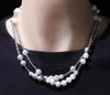 8mm solid rund pärla pärla rostfritt stål kedja halsband 14k vitguld diamant 18inch hip hop smycken för män kvinnor gåvor