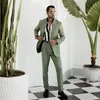 Mint Green 2 Pieces Mens Suit Trim Fit Single Breasted Wedding Tuxedos High Quality Customized Banquet Blazer and Pants