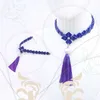 Genshin Impact Keqing Cosplay Costume Accessories Necklace Earrings Headwear Hairpin Props Y0903