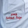 Baseballtröjor Satchel Paige Jersey Retro Vintage 1948 1953 Grå Kräm Marinröd Player Pullover Hall Of Fame Patch Hemväg Storlek S-3XL