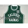 11 Arvydas Sabonis Zalgiris Kaunas Retro Classic Throwback Basketball Jersey Cousu Personnalisé N'importe Quel Numéro Nom maillots