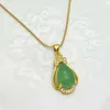 Crystal Womens Necklaces Pendant Natural green natural gold Silver Plated