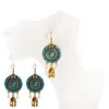 Classic Round Gold Cor Bells Tribe Jhumka Dangle Brincos Mulheres Vintage Turquia Blue Beads Borla Brinco