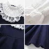 Urso líder escola nova meninas vestido vestido bebê vestido casual crianças retalhos cair roupas crianças manga comprida vestido azul branco aa220302