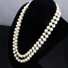 2 rij witte parel 8-9mm 17-18 inches 2 stuk / partij DIY kralen vrouwen sieraden maken ontwerp ketting cadeau