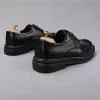 Italiensk stil handgjorda mens bröllop oxford skor klassisk svart äkta läder glid på affärsformella klänning party loafers