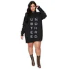 Casual Dresses Plus Size For Women 2021 Letter Print Hoodie Loose Mini Dress Sweat Suits Spring Clothes Wholesale Drop