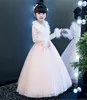 Winter Pink Sleeves Jewel Applique Girl's Pageant Bloem Meisje Jurken Prinses Party Kind Rok Custom