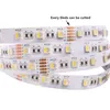 RGBW LED Tira 5050 SMD DC12V 24V Luz Flexível 4 Cores em 1 LED Chip 60 LED / M Não-À Prova D 'Água 5m / Lote