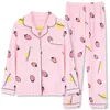 Pajama Set för kvinnor Sexig Leopard Pajama Vår Höst Sleepwear Passar Långärmad Hemkläder Casual Outwear 2pieces Striped 210330