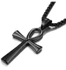 SM 25 43mm Mulheres colar de cruz de homens 316L Aço inoxidável Jesus ankh pendente rolo jóias de jóias douradas preto 3mm 24172s