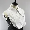 Bow Linbaiway Color sólido Big Lapel White Fake Collar for Women Vintage Falso Falso Extremo Extraño Falta Faux COL DONN22