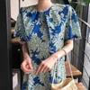Korejpaaの女性のドレス夏の韓国シックな女性のレトロなエレガントな尖った襟フリンジレースステッチの花緩いvestidos 210526