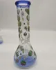 20CM 8 pouces Narguilé Premium Pointe bleue et fond Thème Anime Crâne noir Kitty Pipe à eau Bong Bongs en verre avec tige descendante de 14 mm et bol 2 en 1 prêt à l'emploi