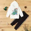 2-piece Baby / Toddler Dinosaur Letter Print Hooded Pullover and Pants Set for Kids Boy Clothing Sets 210528
