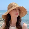 Mode été femmes chapeaux de soleil seau casquette dentelle nœud papillon fleurs ruban plat haut chapeau Panama doux paille plage casquettes large bord