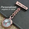 Gepersonaliseerde aangepaste gegraveerde met uw naam roestvrij staal revers pin broche kwaliteit rose gouden fob verpleegster horloge