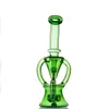 2021 Green Hookah Glass Dabber Rig Recycler Pipes Water Bongs Smoke Pipe 14.4mm Female Joint with Regular Bowl US Warehouse