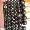 Andra naturliga runda svarta obsidian släta sten lösa pärlor 4.6.810 mm för diy kvinnor män smycken gör armband rita22