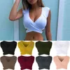 Nieuwe Vrouwen Sexy Diepe V-hals Tank Tops Zomer Wrapped Slim Ruched Bandage Tanks Cmais Crop Top Dames Plus Size Club Tank Vest Tee Shirts X0507