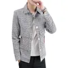 Wiosenne Kurtki Plaid Mężczyźni Busines Casual Coat Topy Moda Lapel Slim Fit Quality Mens Bombowiec Kurtka Streetwear Windbreaker 210527