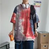 Harajuku erkekler yaz kısa kollu tişörtler hip hop kravat boya tees sokak kıyafetleri gündelik tişört 2021 büyük boy adam