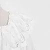 Patchwork Spitze Dünnes Kleid Für Frauen Quadrat Kragen Puff Hülse Hohe Taille Aushöhlen Kleider Weibliche Mode 210520