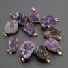 Collana di guarigione con ciondolo a grappolo di ametista naturale, bordo dorato grezzo, decorazione in geode, decorazione appesa in cristallo viola fatto a mano per Relea9043090