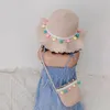 Verano chico sombreros para el sol niños playa niñas tejido de paja Gorro con pompones protección Uv chico s ala grande vacaciones casqueta rodante