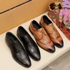 Läderskor Män Klänning Skor Business Pointed Toe Lace-Up Bröllop Sko Gummi Sole Andningsbar Man Shoee Storlek 38-45