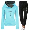 Mode Frauen Trainingsanzug Winter 2 Stück Set Pullover Hoodie Sportspant Sweatshirt Hosen Anzug Weibliche Hoodie Set Chandal Mujer 211126