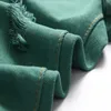 Wysokiej jakości nowe męskie dżinsy proste rury luźne zielone spodnie casual moda