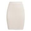 Women Skirts Ribbed Knitted Skirt Elastic Waist Hips-Wrapped Back Vent High Stretchy Slim Solid Color Sexy Casual New X0522