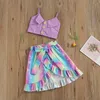 6M-4Y Estate Del Bambino Del Capretto Della Neonata Vestiti Set Con Scollo A V Gilet Top Arcobaleno Ruffles Arco Gonne Abiti Beach Holiday costumi 210515