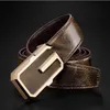 Men leather fashion personality young business leisure cowhide belt middle-aged smooth buckle A2