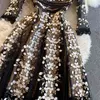 Hoge taille a-line lange mouwen drrrunway jurken vrouwen 2021 elegante boho vintage lente herfst luxe feest kant borduurwerk x0621