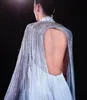Kobiety sukienka Yousef Aljasmi Sukienka Evening Wysoka szyja biała peleryna Syrenka długoterminowa Labourjoisie Kim Kardashian Kylie Jenner