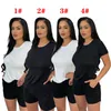 Nouveau femmes Jogger costumes vêtements d'été tenues noires grande taille 2XL survêtements à manches courtes t-shirts + shorts deux pièces ensemble vêtements de sport décontractés lettre sweatsuits 5255