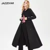 Kadın Trençkot Cazları Jazzevar 2021 İlkbahar Sonbahar Fonu Temizlik Diz Üzerinde Bir Model Yerler Moda Ceket Kadın