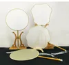 Blank White Chinese Natural Silk Fabric Fan Traditional Crafts Bamboo Handle Ladies Hand Fans Adult DIY Painting Embroidery calligraphy