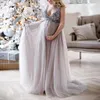 Sexy moederschap shoot jurk pailletten tule zwangerschap fotografie jurken mouwloze maxi-jurk voor zwangere vrouwen lange foto prop Q0713