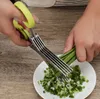 Outils de cuisine en acier inoxydable Accessoires de cuisine Couteaux 5 couches Ciseaux Sushi Shredded Scallion Cut Herb Ciseaux SN2594