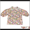 Kleidung Baby Kinder Mutterschaft Drop Lieferung 2021 Koreanische Stil Frühling Kleine Mädchen Blumenstickerei Mesh Kragen Hemden Baby Kind Retro Lange S